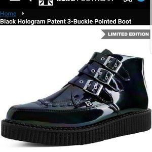 T.U.K Blac Hologram Patent 3-Buckle Pointed Boot